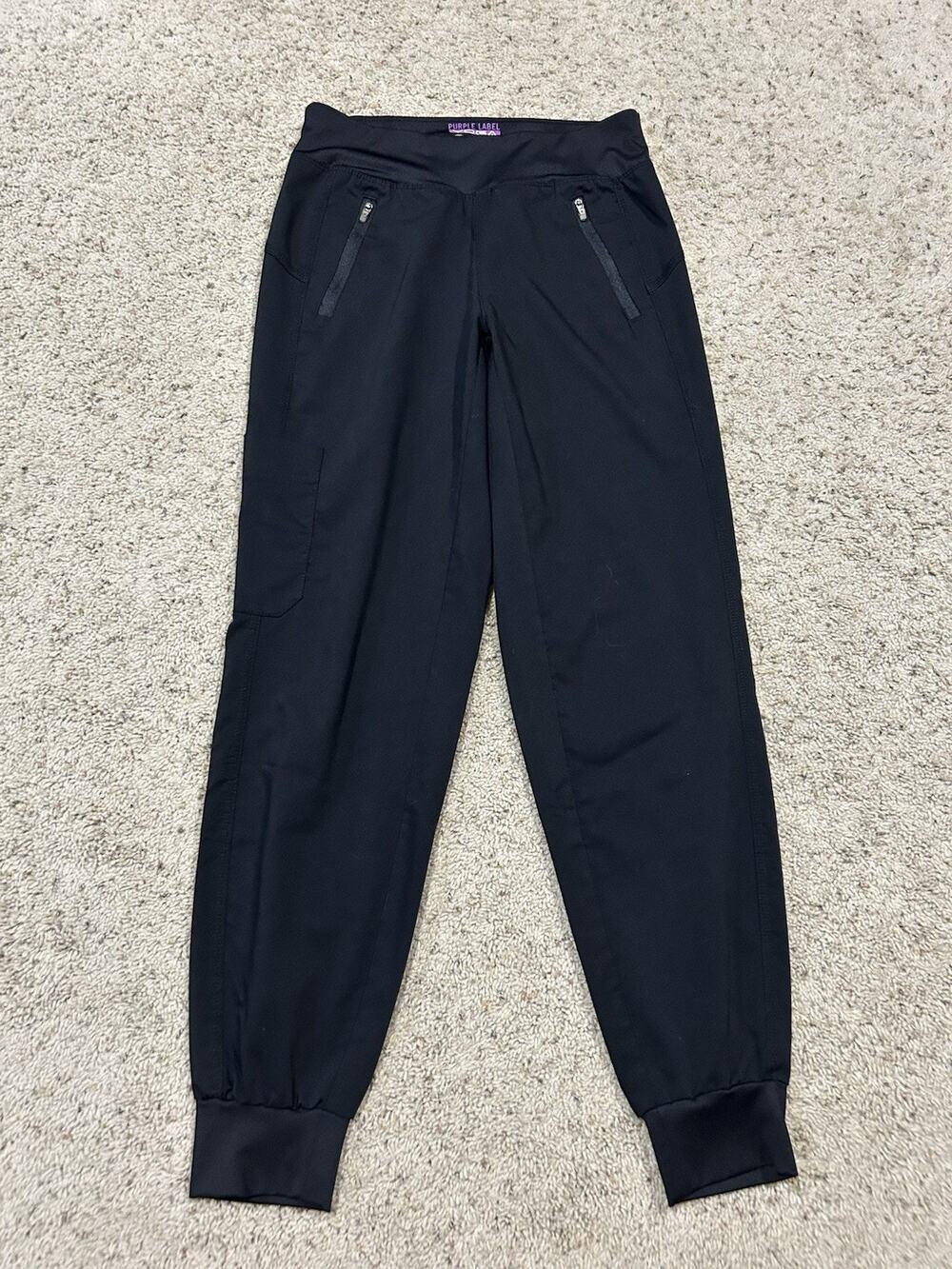 Purple Label Yoga by Healing Hands sz XS Scrub Pants TARA JOGGER 9233 BLACK G26